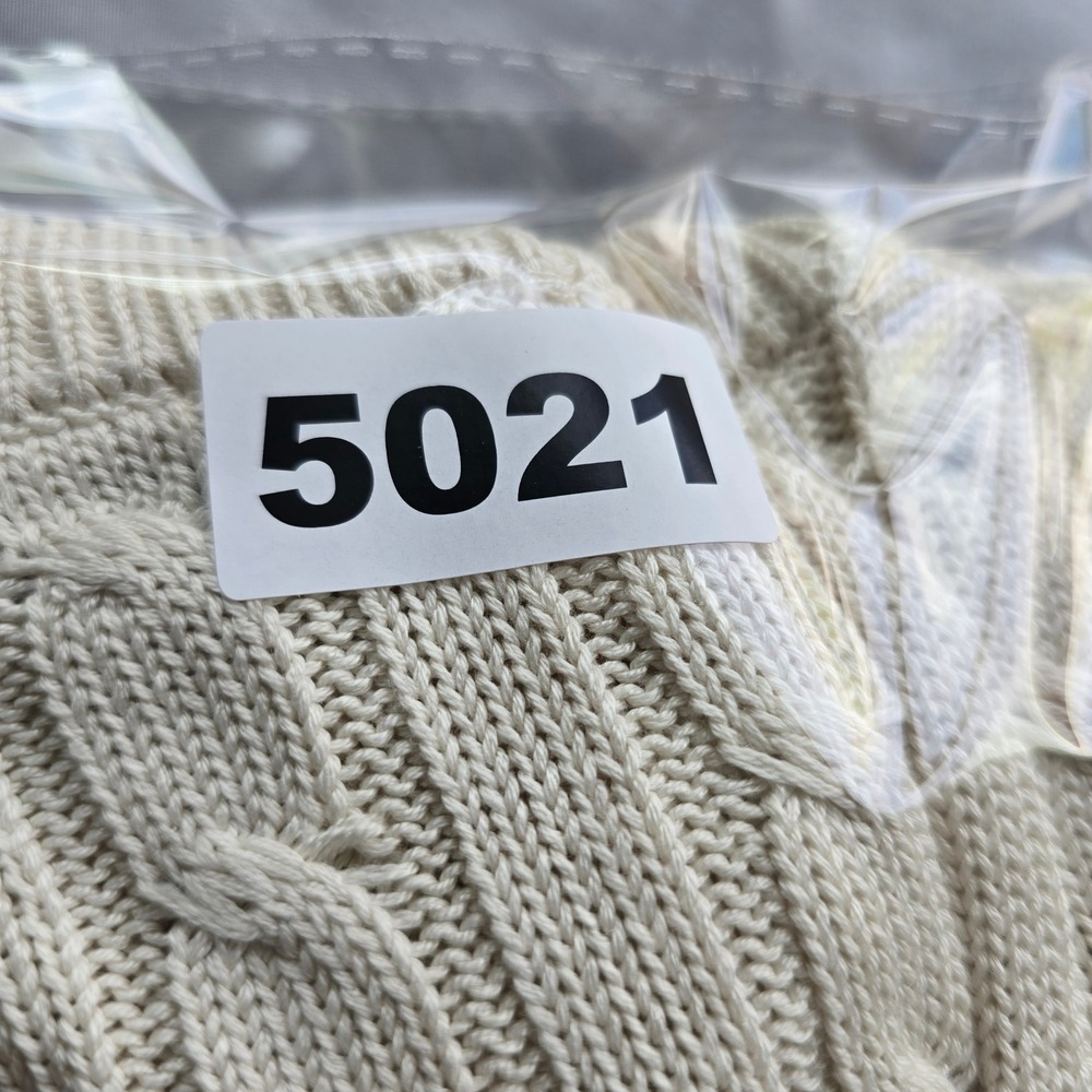 Bobby Chan‎ Men's V Neck Cable Knit Sweater Silk Cotton Blend Ivory Small Preppy - Picture 8 of 8